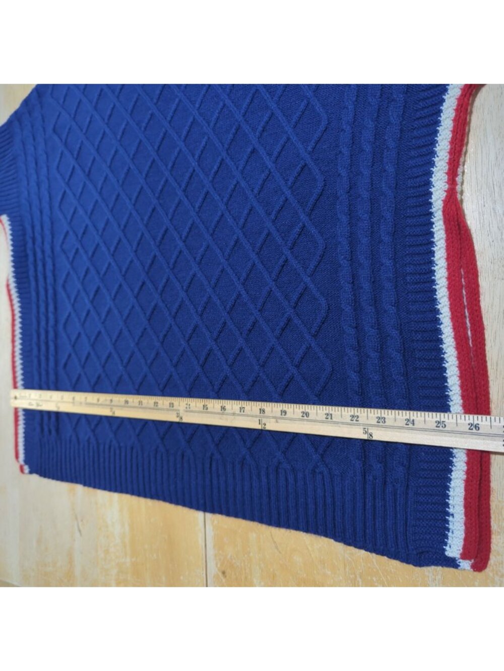 Mersea Sailor Sweater Womens OS Navy Blue Red White Lattice Knit Relaxed Pullove - Picture 10 of 15